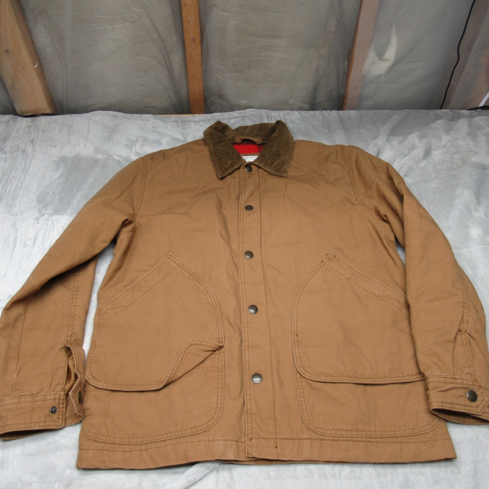 American Eagle Jacket Mens Medium Brown Chore Duck Canvas Lined Corduroy